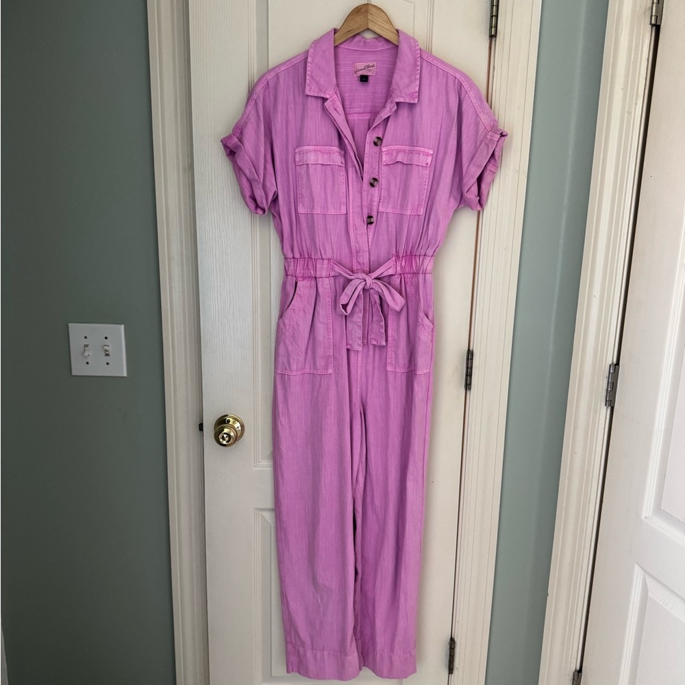 Universal Thread Pink Jumpsuit with Tie Waist and Relaxed Fit